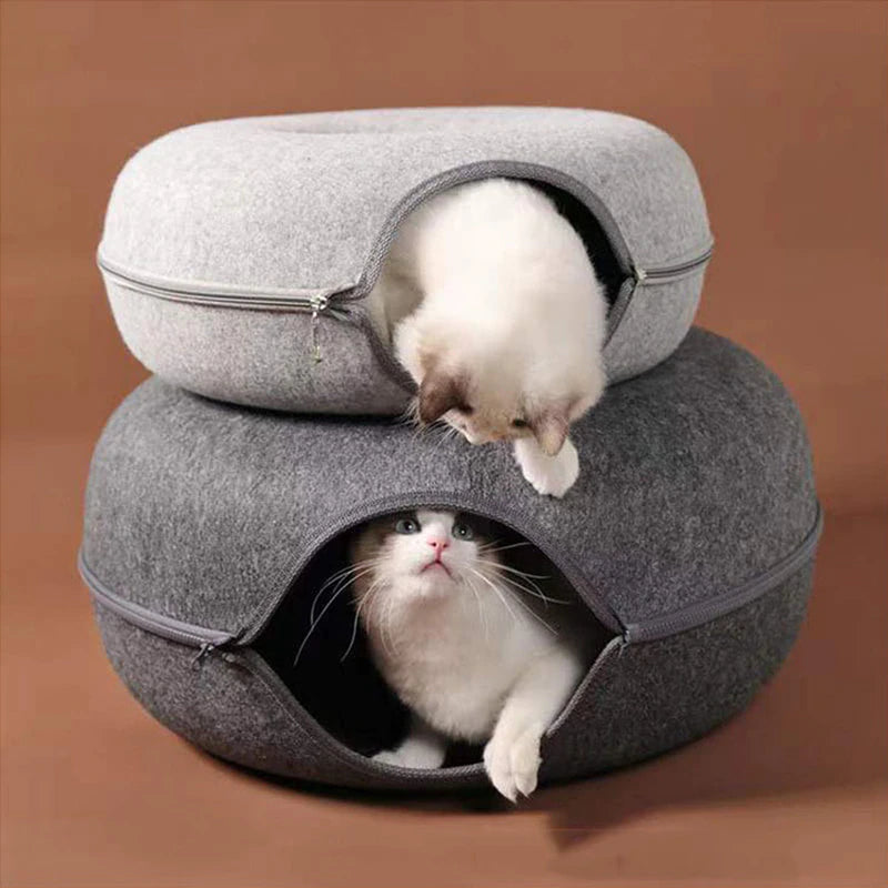 Felt Pet Cat House Cat Tunnel Bed Cats Interactive Toys Funny Kitten Large Cat Exercising Toy Removable Pet Products Cat Villa